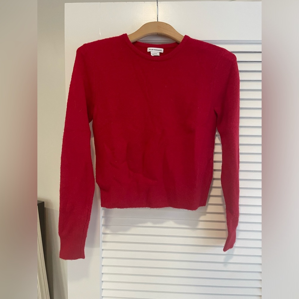 Loving her was RED! Cutest fitted red crewneck sweater frm Club Monaco size XS.